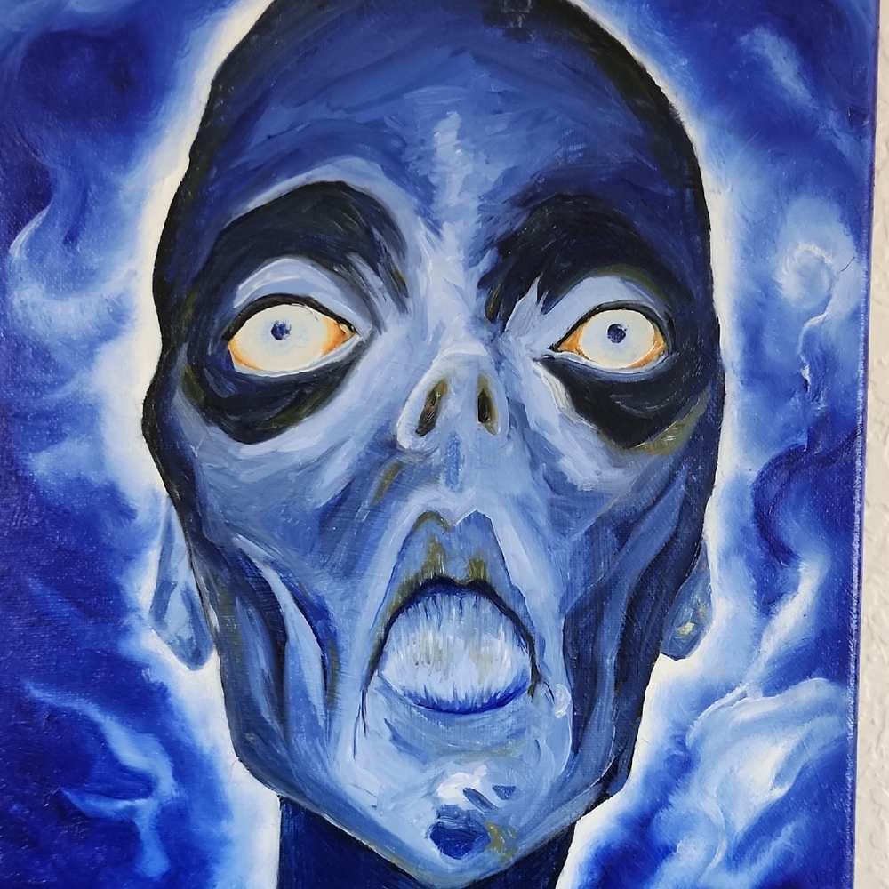 Original Oil Painting-Abstract Blue Face